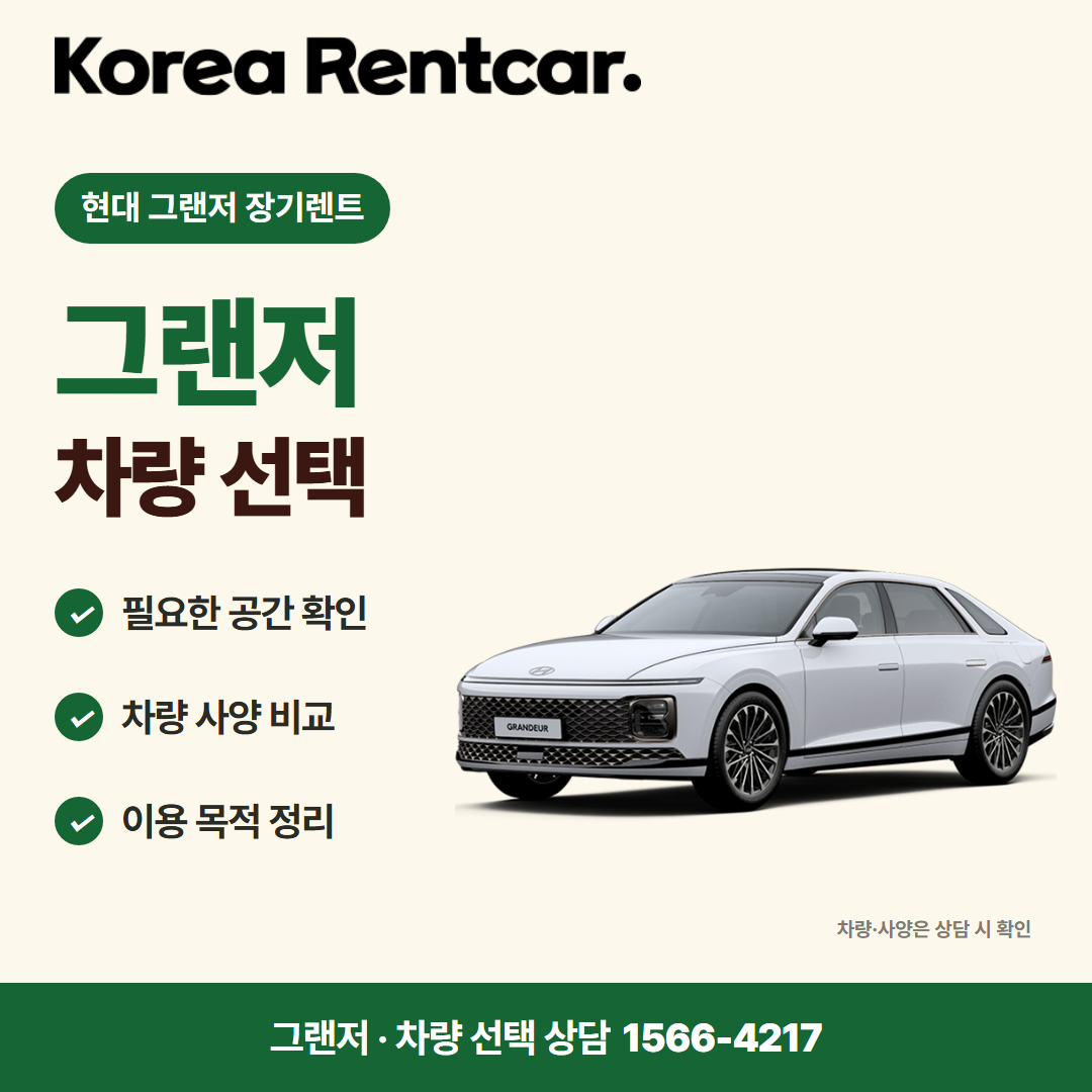 현대 그랜저 장기렌트 · 차량 선택 카드뉴스